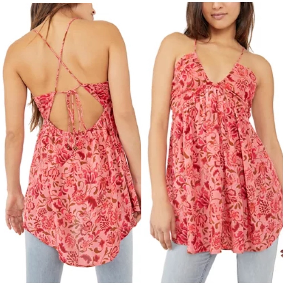 New FREE PEOPLE Viscose floral tunic top J281